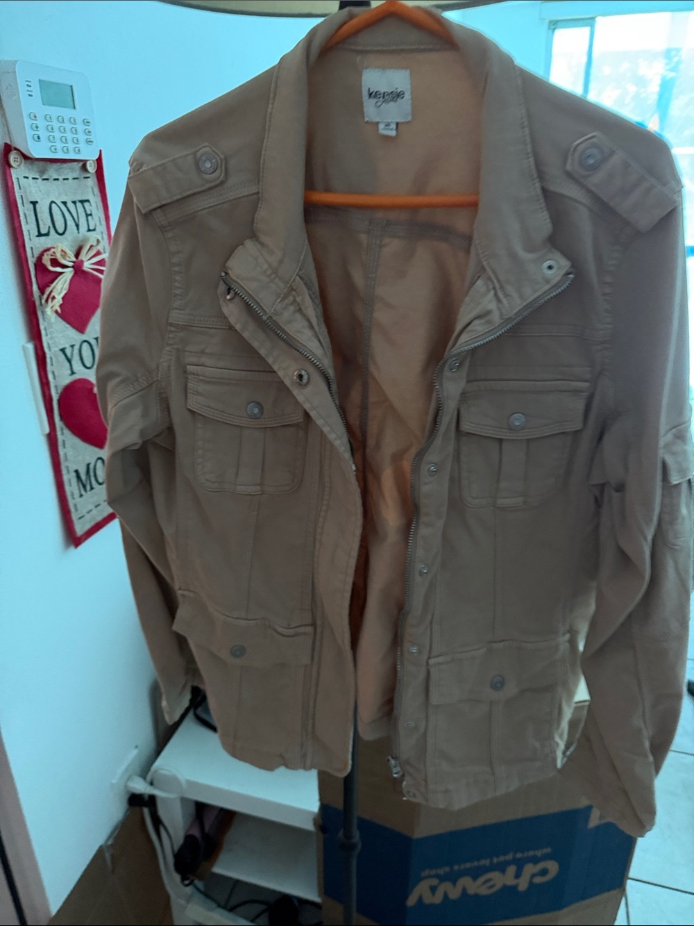 Kensie Tan Military-Style Field Jacket